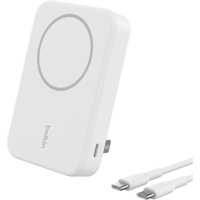 Бездротовий повербанк Belkin BoostCharge Pro 10 000 мАг, MagSafe, підставка, iPhone 16/15 (білий)