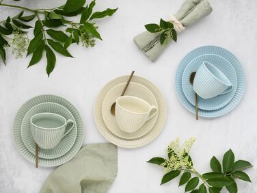 CreaTable Набір кавового сервізу Valencia Pastell, 18 предметів для 6 осіб, порцеляна, Made in Europe (Крем, Блакитний, Зелений)