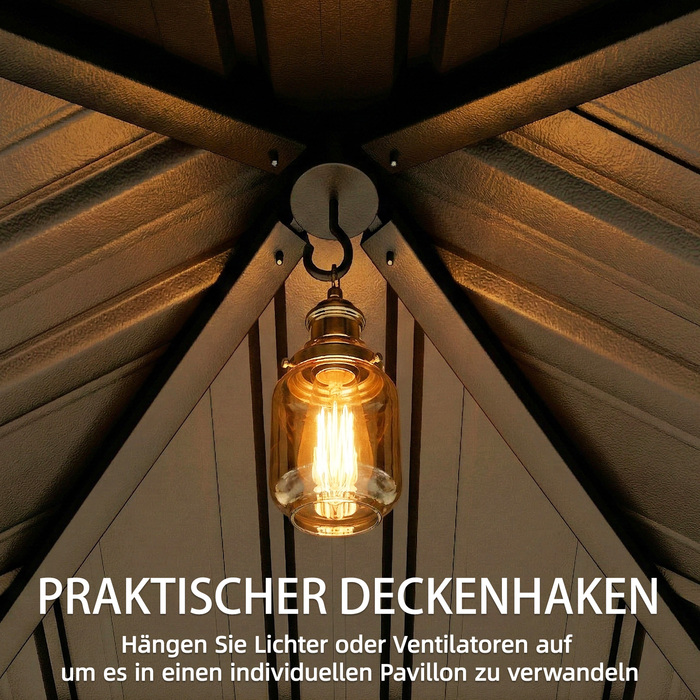 Алюмінієвий павільйон для саду 3х3 м зі сталевим дахом, москітною сіткою та 4 бічними стінками, захист від сонця UPF50+
