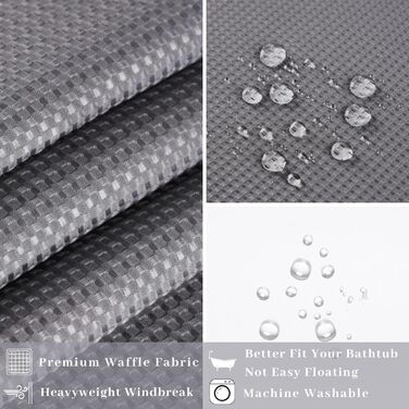 Тканинний душовий завіс з магнітними кріпленнями Snap Liner, 180x200 см (Сірий)