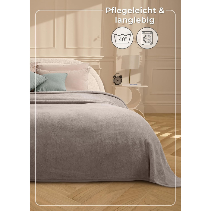 Плед LAYENBURG Premium з бавовни 150x200 см, Oeko-Tex 100, бавовняний, м'який плед для дому, на диван, софу (Taupe)