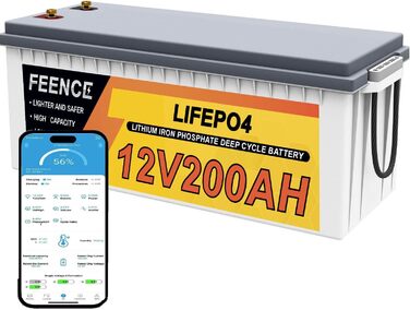 Акумуляторна батарея Feence Mini 12V 100Ah LiFePO4, 100A BMS, 15000 циклів, 10 років, для автофургонів, автофургонів, морських, автономних