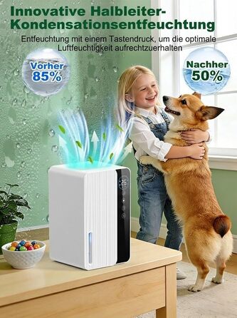 Електричний осушувач повітря 1800 мл, енергозберігаючий, для спальні та ванної кімнати, 22,5W, тихий, з режимом сну, таймером та автовимкненням (550 мл/день)