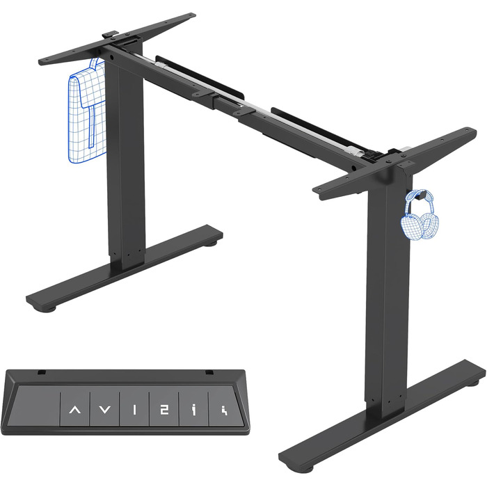 Електричний регульований стіл FlexiSpot з пам'яттю висоти та LED-дисплеєм, чорний (EN1)