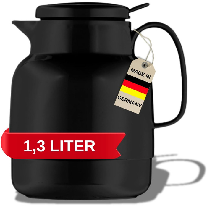 Термос Helios Mondo Push з нержавіючої сталі, 1,3 л, білий (чорний)