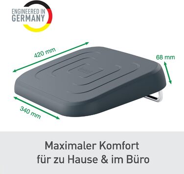 Підніжка для столу Leitz, регульована, для офісу та дому, знімає біль у спині та плечах, тканинний чохол, сертифікат IGR, серія Ergo Cosy, сіра, 53710089