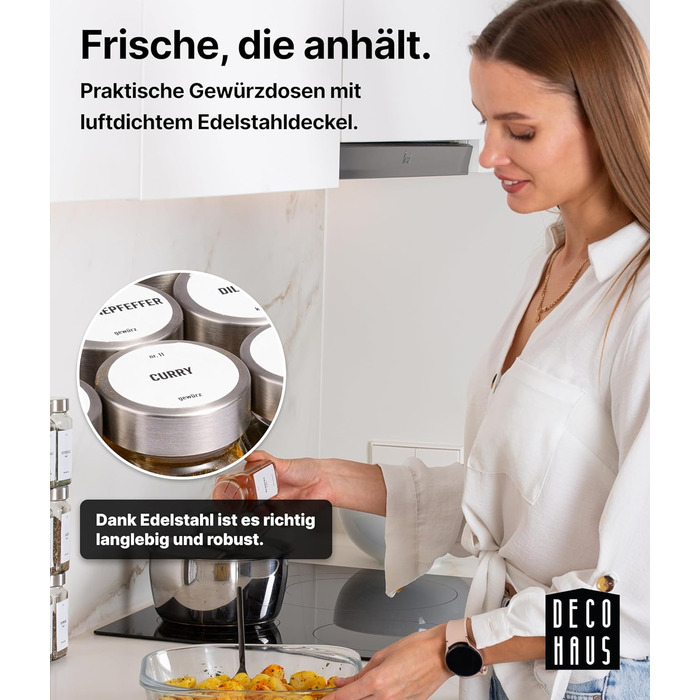 Набір скляних банок для спецій Deco haus® (12 шт.) - організоване зберігання спецій