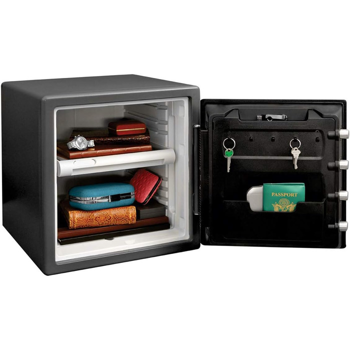 Master Lock FPW082FTCML: Вогнестійкий та водонепроникний сейф, 23л, 417x348x478 мм, цифровий код, для дому та офісу, чорний