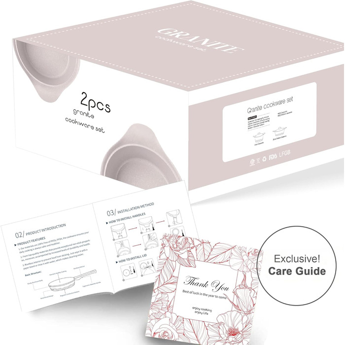 Набір каструль та сковорідок RIOVARM з індукційним дном та знімними ручками, з антипригарним покриттям (граніт), складаний, з силіконовими кришками, без PFOA. Підходить для приготування їжі на індукційних плитах.