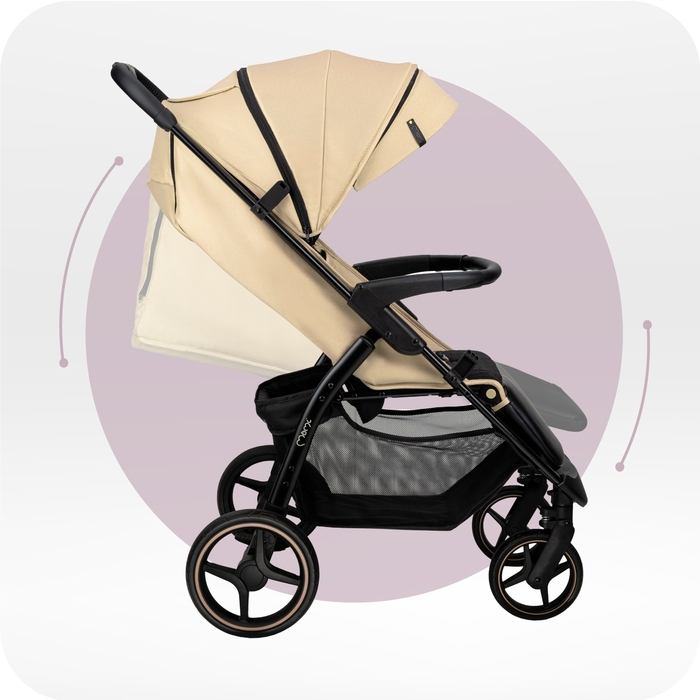 Дитячий візок-прогулянка MoMi Miya, бежевий (до 22 кг) – колеса EVA, повний комплект аксесуарів