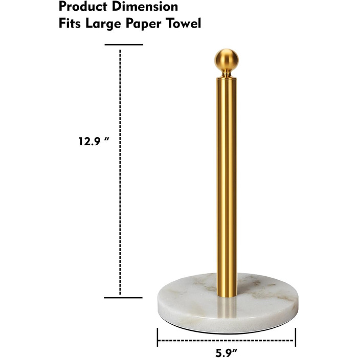 Тримач для паперових рушників золотого кольору з мармуровою підставкою на стільницю, стійкий диспенсер для однієї руки
