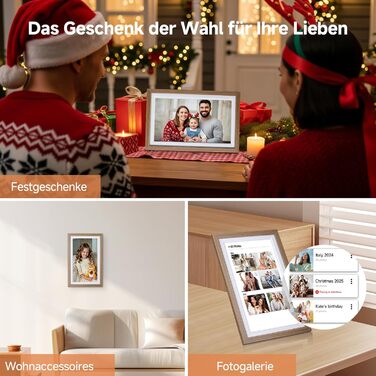 Ролеї Smart Frame WiFi 1010: Цифровий фоторушій з Wi-Fi, 10.1 дюйма, IPS сенсорний екран, 32GB, дерево (дуб)