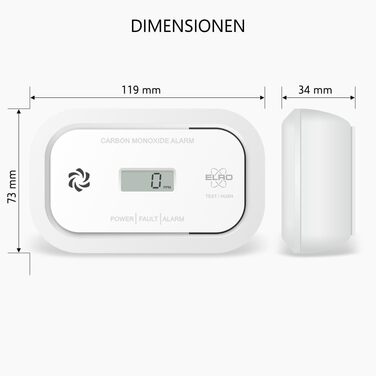 Датчик монооксиду вуглецю ELRO FC5003 (2 шт.) з 10-річним сенсором | LCD дисплей та 3 роки батареї | Надійний захист та CO-аварійний сигнал | Відповідає стандарту EN50291