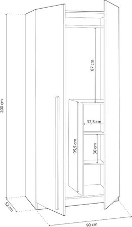 Ліжко дитяче Habitdesign Noa з 2 ящиками, білий та ехо-дуб, 97x77x196 см (без ламелей)