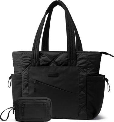 LOVEVOOK Сумка-шоппер для жінок, велика, робоча сумка, торбинка-шоппер, сумка для ноутбука 15,6/17,3 дюйма, сумка для навчання, офісна сумка, сумка для роботи, універсальна чорна сумка LOVEVOOK