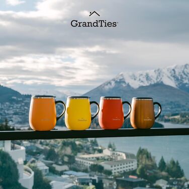 Термокружка Grandties з ручкою та кришкою-ковпачком, 480 мл | З подвійних стінок з нержавіючої сталі, зберігає тепло та холод | Колір: Cognac Metallic