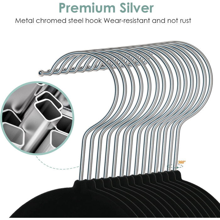 Набір з 6 вешалок для штанів DUDUCOFU, чорний колір, ABS з оксамитовим покриттям, для штанів, джинсів та суконь