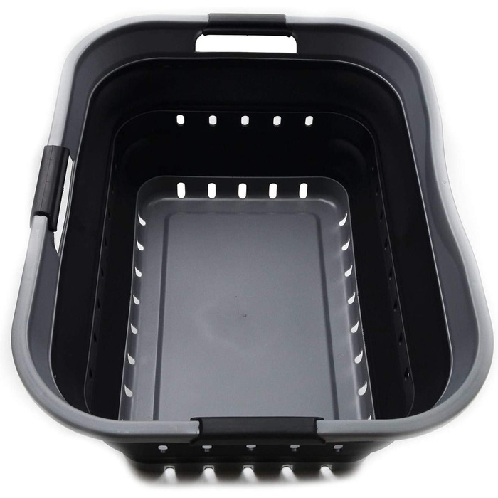 Складна Пластикова корзина для білизни SAMMART 42L-складаний висувний контейнер для зберігання / органайзер - портативна корзина для білизни компактна корзина для білизни (сірий / чорний, 1)