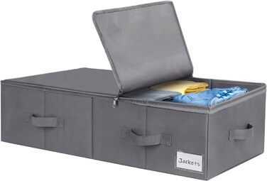Підліжковий комод Lannvan, 2 предмети підліжковий ящик для зберігання з кришкою, складна конструкція з 4 посиленими ручками, ящик для зберігання одягу, ковдр, ковдр, подушок (70 * 41 * 18 см) (ука сірого)