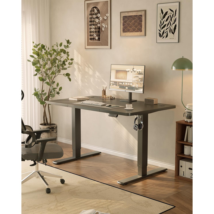 Електричний стіл JUMMICO з регулюванням висоти 120 x 60 см з USB-портом для зарядки, чорний