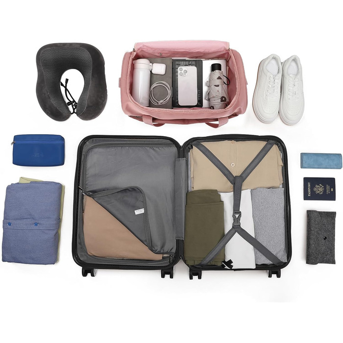 Набір валіз KONO 2 шт. 55 см, ручна валіза, набір для подорожей, 40x20x25 см, кремовий