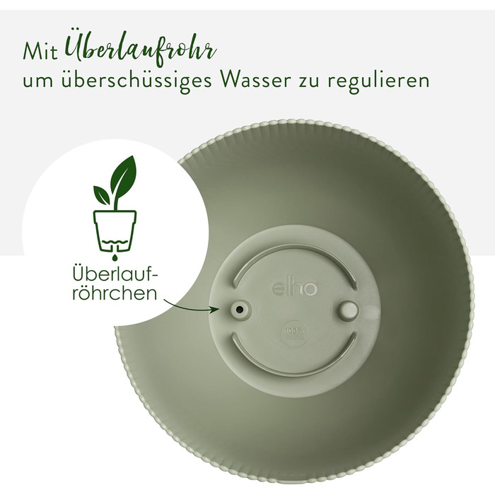 Квітчанка Elho Sereh Rund 40 - горщик для дому та саду, перероблений пластик, бежевий, Ø 39.0 x H 33.3 см