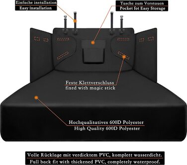 Універсальний захист багажника Alfheim-водостійка і зручна в догляді-ідеальне автомобільне ковдру для собак-Чорний килимок для багажника з захистом по краю-підходить для невеликих автомобілів середнього розміру, вантажівок ,позашляховиків (чорний)