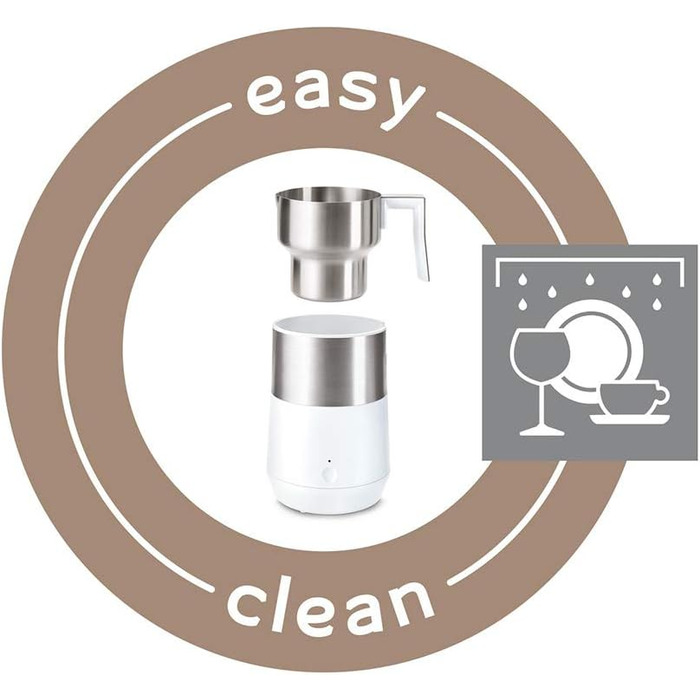 Тчібо Індукційний спінювач молока, без пригорання, миється в посудомийній машині, теплий та холодний молочний пінок, для лате макіато, капучино та какао, кремовий білий