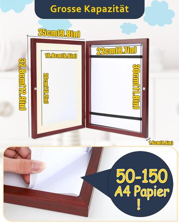 Рамка для дитячих малюнків Ciscle A4, 2 шт., махагоні, з фронтальним завантаженням для творчих робіт, школа, дім