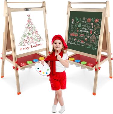 Дитяча дошка-мольберт Kramow з двома сторонами та магнітною поверхнею. Ідеальний подарунок для творчості та навчання дітей від 3 років