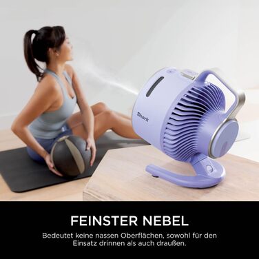 Вентилятор Shark FlexBreeze HydroGo Starker з функцією зволоження, для дому та вулиці, тихий та довговічний, з підключенням до мережі та без, компактний та легкий, струмінь повітря до 20 м, фіолетовий FA050EULV