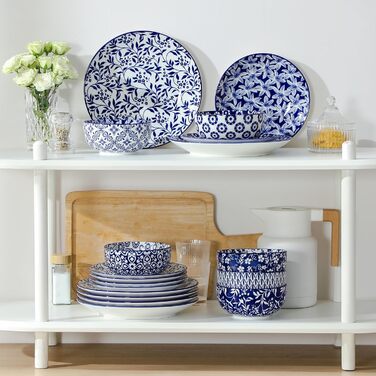 Набір кавових чашок Vancasso Selene, 6 шт., 360 мл, порцеляна, блакитно-білий вінтажний дизайн