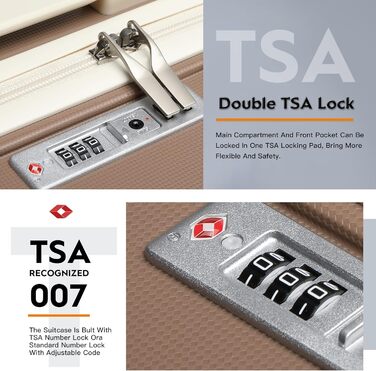 Набір валіз Joyway 3 в 1 з жорстким корпусом, 4 колеса, TSA-замок, косметичка та сумка, коричнево-білий, ручна поклажа