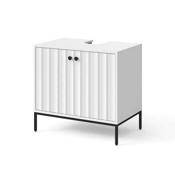 Підставка під раковину Vicco Eliza, 70x63 см, 2 дверцята, для зберігання аксесуарів та косметики (білий рифлений)