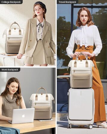 Сумка-рюкзак LOVEVOOK для жінок, 15.6 дюймів, для ноутбука, подорожей, роботи, школи, універу, офісу, водонепроникна, елегантна, бежева