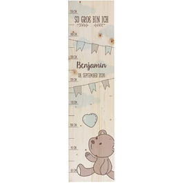 Планка Striefchen для дітей з дерев'яними іменами для дитячих кімнат з милими мотивами (вимірювальна планка Teddy Blue)