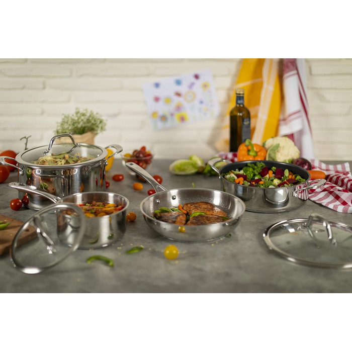 Сковорода KUHN RIKON Allround 24 см, незмінне покриття, нержавіюча сталь, для всіх типів плит (включно з індукційними), для швидкого обсмажування