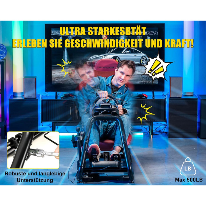 GTPLAYER Симулятор кокпіт для гоночних симуляторів, стійка для керма та педалей (Бордовий)