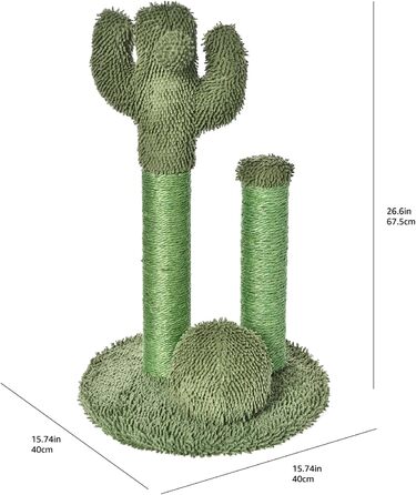 Ські основи кактусова кішка дряпає потрійні стовпи з бовтається м'ячем, великі, 27 дюймів