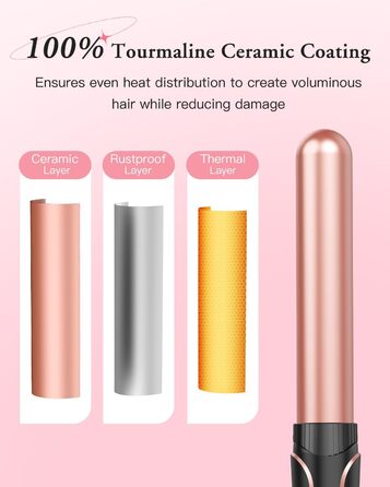 BESTOPE PRO Локкенстаб: Набір для завивки волосся 5-в-1 з 3 насадками, регулюванням температури, швидким нагрівом, рукавичкою та кліпсами, рожеве золото