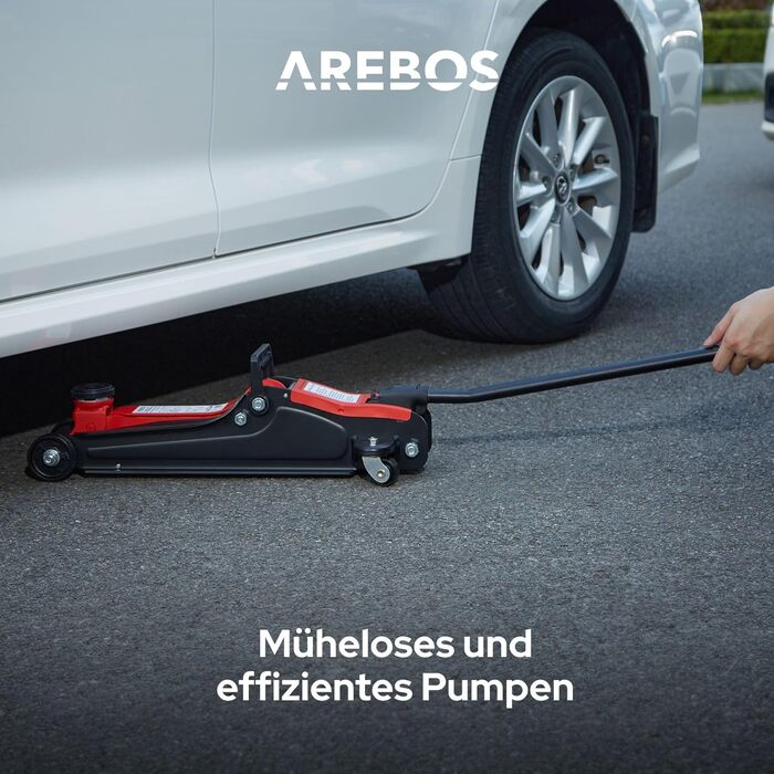 Гідравлічний підйомник Arebos 2T для авто: низькопрофільний, 85-385 мм + 4 гумові накладки