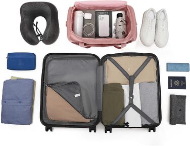 Набір валіз KONO 2 шт. 55 см, ручна валіза, набір для подорожей, 40x20x25 см, кремовий