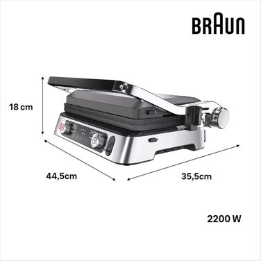 Контактний гриль Braun MultiGrill 9 Pro CG 9167 з 6 наборами панелей (гриль, плоскі, вафельні), термодатчиком та функцією Boost