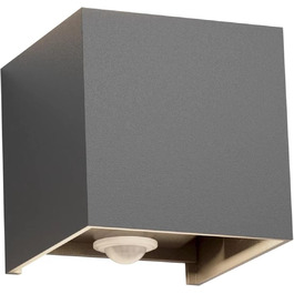 Klighten Вологостійкий вуличний світильник з датчиком руху 12W, IP65, 3000K, тепле біле світло, для внутрішнього та зовнішнього використання, регульований світловий потік, колір - темно-сірий