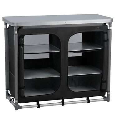 Складний шафа для кемпінгу CampFeuer 102x47x83.5 см, алюмінієвий каркас, кемпінгова кухня з 2 блискавками