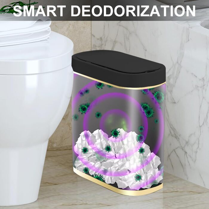 Автоматичний сміттєвий бак Schwarz 8L з сенсором, 8 літрів, чорний - для ванної кімнати, кухні, безшумний, герметичний, з датчиком