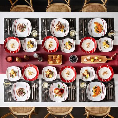 МАЛАКАСА, серія Felisa, порцеляновий сервіз з 24 предметів з 6 плоскими тарілками, 6 тарілками для торта, 6 тарілками для супу і 6 мисками на 6 осіб (сервіз на 36 чайних ложок)