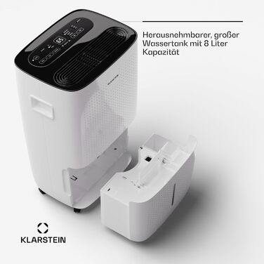 Klarstein DryFy Connect 60L: Розумний електросушар для повітря з Wi-Fi, 60 л/24г, 8 л бак, таймер, для приміщень до 65 м²
