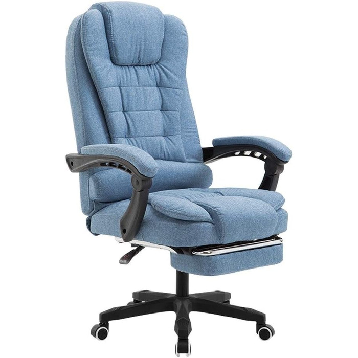 Офісне крісло WHOJA з регулюванням спинки 155° та підлокітниками, матеріал - тканина, максимальне навантаження 200 кг, 3 кольори (блакитний)