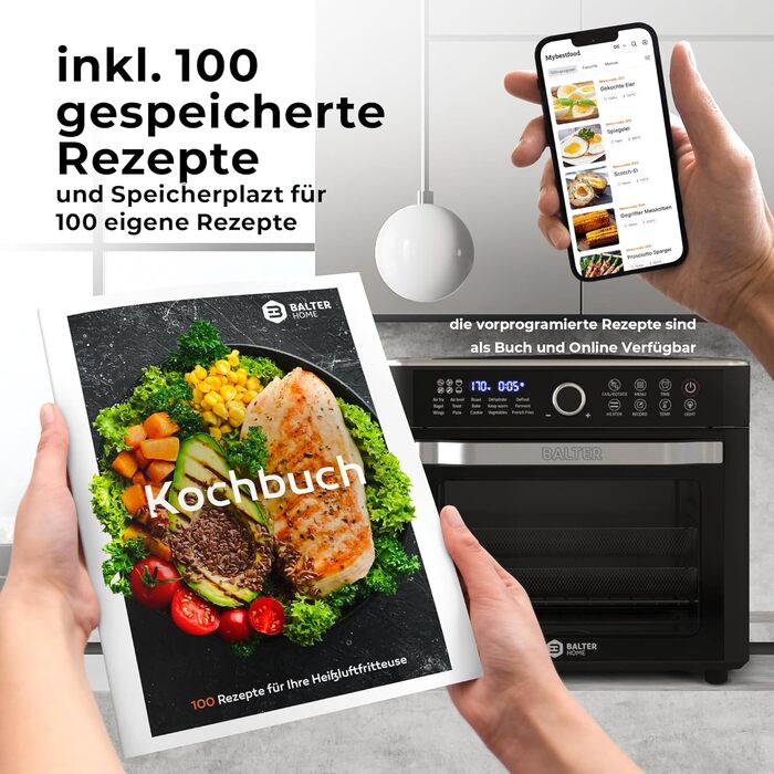 Фритюрниця аеро Balter HL-551T, 5.5 л, чорна, 12 програм, з вікном, 100 рецептів